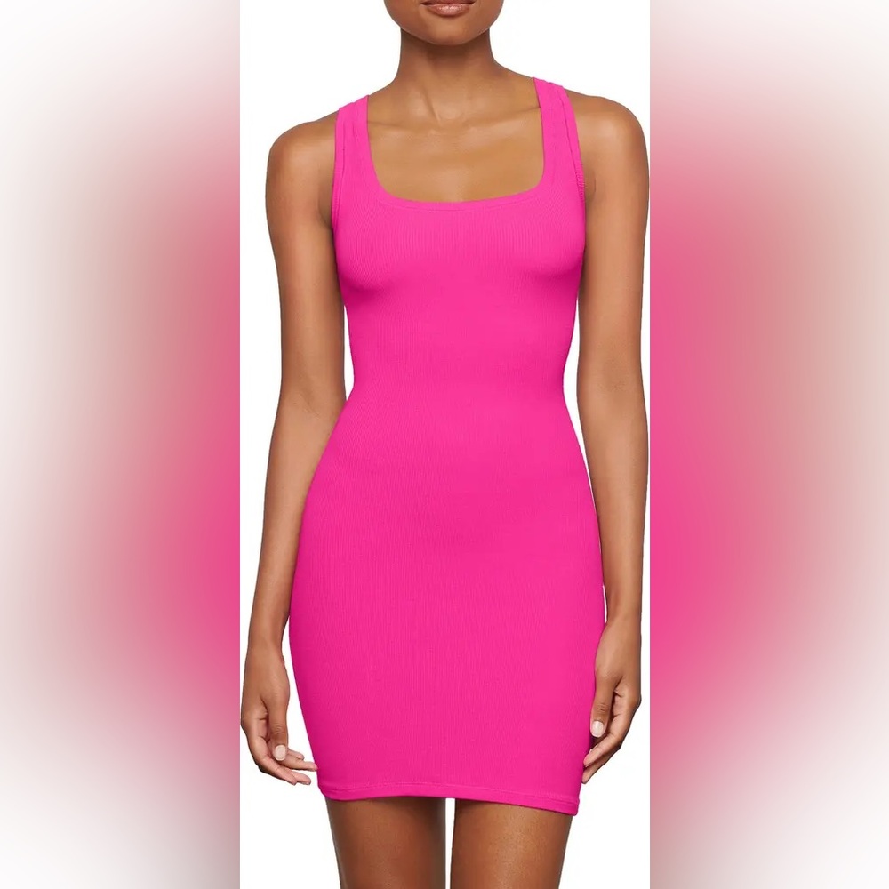 Skims soft lounge mini dress in hot pink